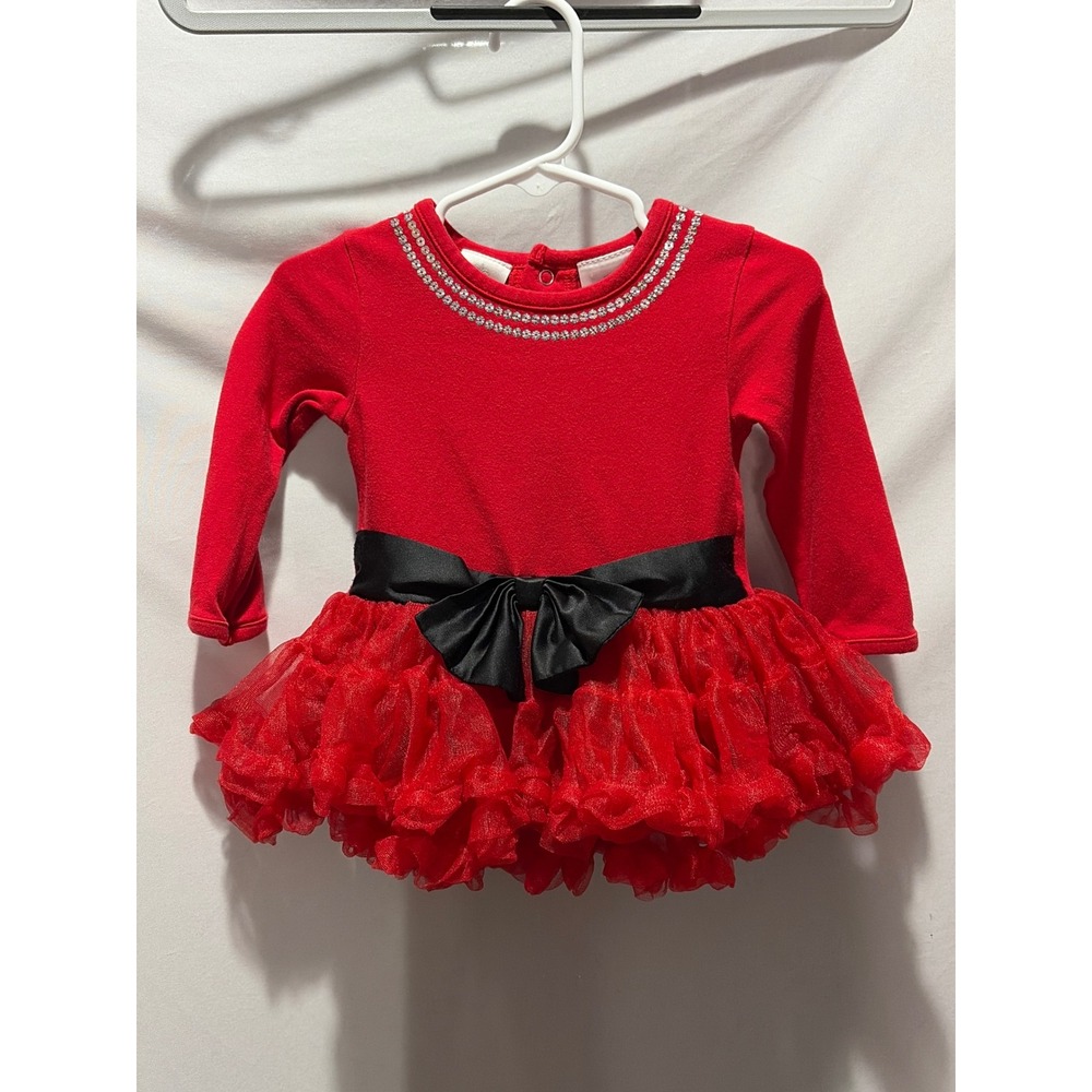 FAO Schwarz Baby Girls Red Sequin Tutu Bodysuit Dress Holiday 12M KS1376
